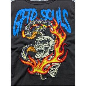 GFTD LA Gifted Souls Skull Snake Embroidered Shirt Size L Punk Goth Grunge Metal